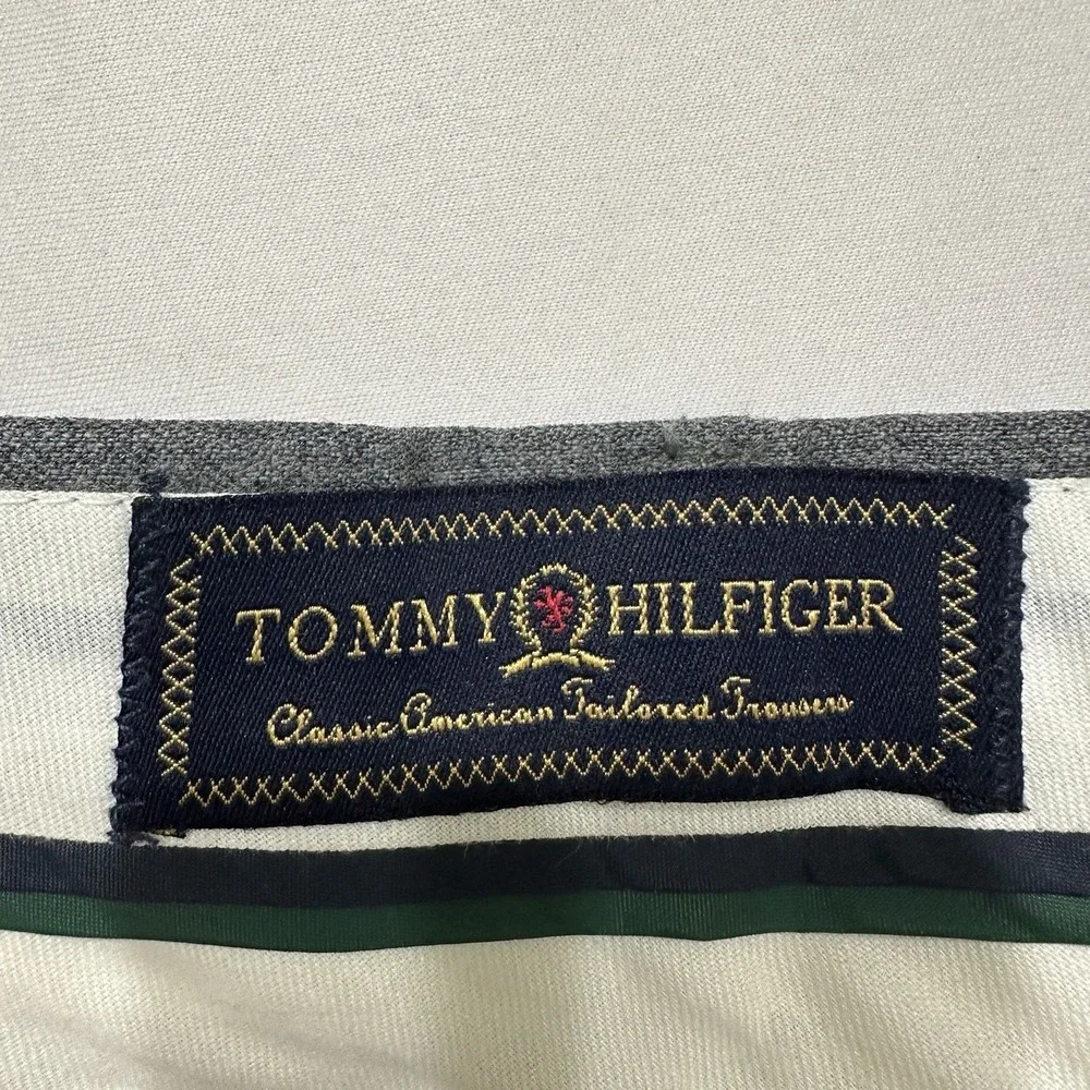 Tommy‎ Hilfiger Mens Relaxed fit Wool Dress Pants Grey Solid